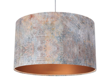 Kolorowa lampa wisząca z walcowym abażurem z tkaniny strukturalnej z miedzianym wnętrzem, loftowa PORTLAND