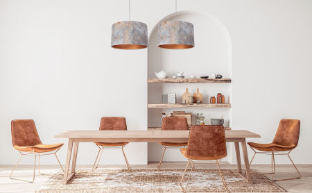 Kolorowa lampa wisząca z walcowym abażurem z tkaniny strukturalnej z miedzianym wnętrzem, loftowa PORTLAND