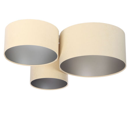 Kremowo-srebrna lampa sufitowa z kloszami w kształcie walca z weluru NOEL