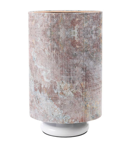 Kolorowa lampka biurkowa z abażurem w kształcie walca z granatowym wnętrzem, artystyczna PORTLAND