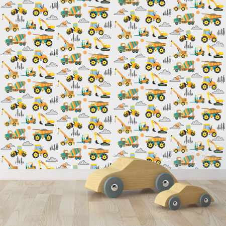 Tapeta w traktory, ciągniki, koparki, ciężarówki dla dzieci