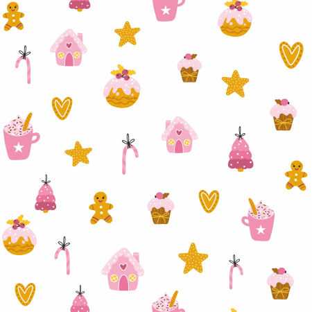 Tapeta w pierniki, słodkie pierniczki, pączki, ciastka i słodycze - z lukrem i posypką