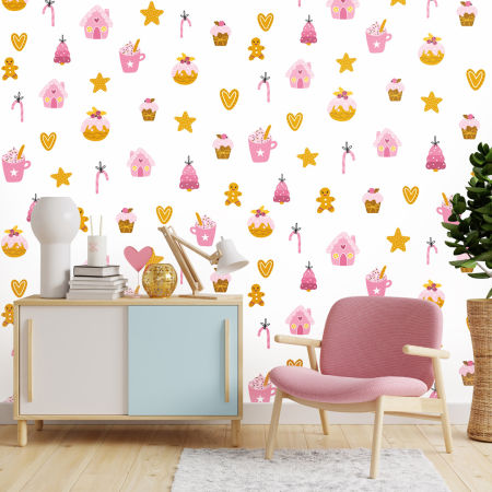 Tapeta w pierniki, słodkie pierniczki, pączki, ciastka i słodycze - z lukrem i posypką