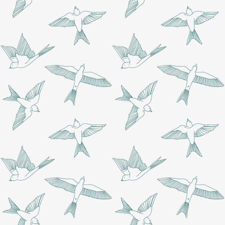 Tapeta turkusowe, latające ptaki w stylu BOHO na szarym tle