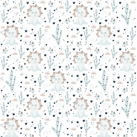 Tapeta dinozaur Bobo na gorącej pustyni z kaktusami - dla dzieci, na ścianę