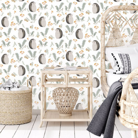 Tapeta Pan Jeż na spacerze w lesie - do pokoju dziecięcego