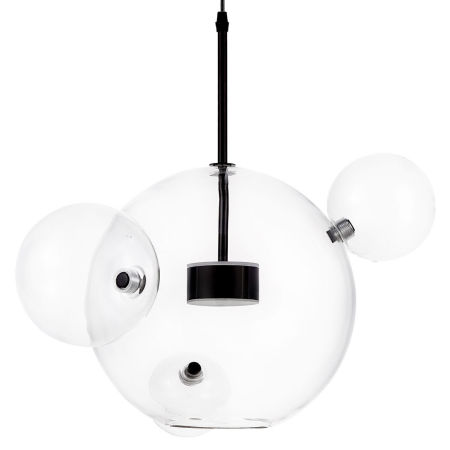 Elegancka, czarna lampa wisząca z kulistymi kloszami à la bąble, bańki NERONI