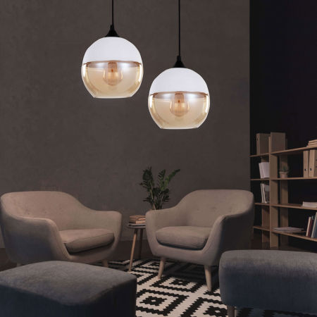 Loftowa biała lampa wisząca szklana kula ALBION przezroczysta zwis