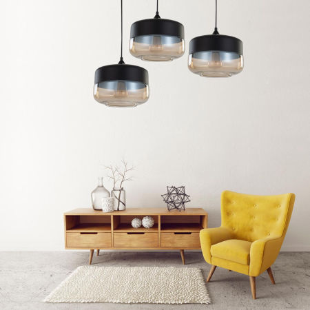 Czarna industrialna lampa wisząca BARLET metalowy klosz tuba zwis