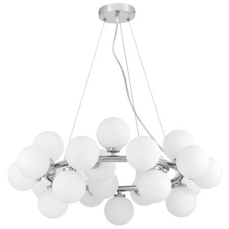 Designerska chromowana lampa wisząca MARSIADA wielopunktowa biała