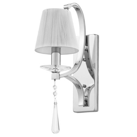 Klasyczny kinkiet ścienny VENISIA W1 B kryształowy, chrom, do sypialni lub salonu