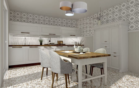 Szara lampa sufitowa, plafon z kloszami z weluru w kształcie walca ze złotym, srebrnym i białym wnętrzem BAM