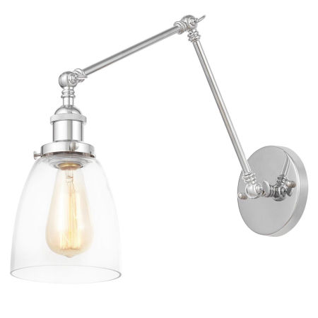 Metalowy kinkiet FABI W2 przezroczysty klosz, regulowane ramię, nowoczesna loftowa lampa ścienna