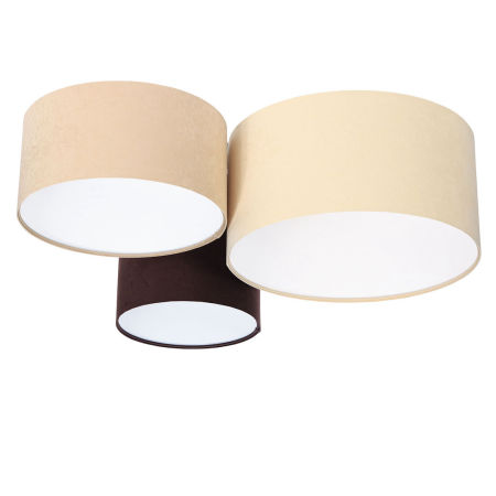 Beżowo-kremowo-brązowa lampa sufitowa z abażurami w kształcie walca z białym wnętrzem TALWIN