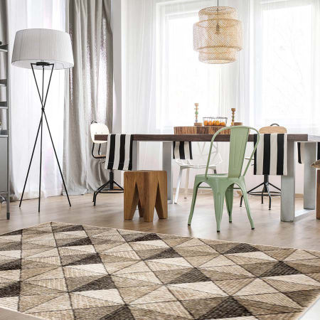 Nowoczesny brązowy dywan w trójwymiarowe trójkąty Piramide