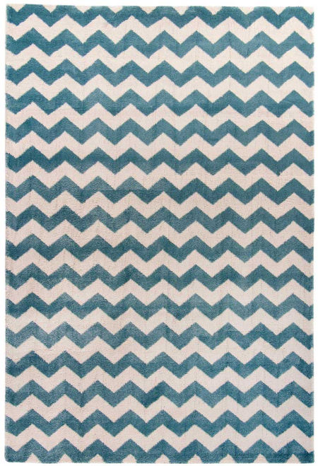 Marynistyczny dywan Marine Ripple Cream w niebieskie i białe zygzaki