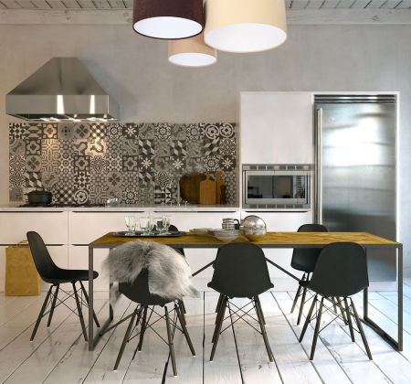 Kremowo-brązowo-beżowa lampa sufitowa z walcowymi abażurami z weluru, z białym wnętrzem, plafoniada REN