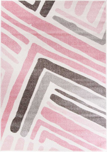 Nowoczesny dywan w różowe i szare artystyczne pociągnięcia flamastrem Pink Frame