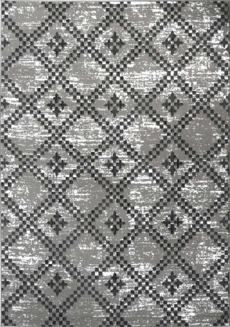 Modny młodzieżowy dywan do pokoju w ciemny szary geometryczny wzór Almas 24