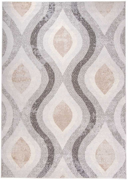 Nowoczesny dywan do klasycznego salonu w beżowe, brązowe i szare fale Marroccan Vibe