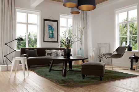 Czarno-szaro-złota lampa sufitowa z walcowymi abażurami z weluru, plafoniada GIBLAR