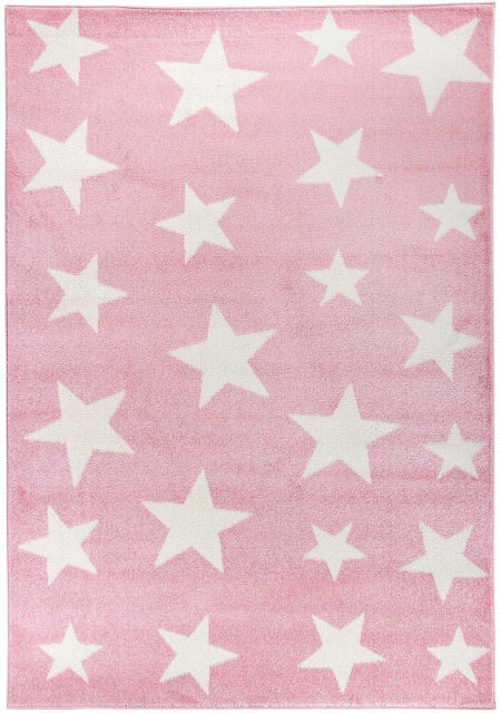 Różowy dywan dziecięcy w kremowe gwiazdki Pink Night dla dziewczynki