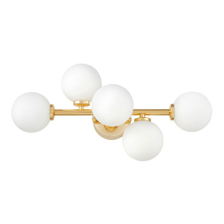 Złoty kinkiet glamour z białymi, szklanymi kloszami, francuskie złoto - MARSIADA