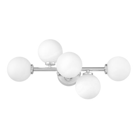 Chromowany, designerski kinkiet z okrągłymi, szklanymi kloszami MARSIADA