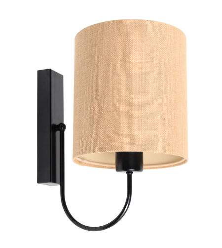 Beżowy kinkiet z abażurem w kształcie tuby z juty BOHO