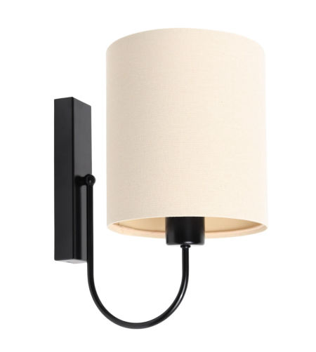 Jasna, kremowa lampa ścienna w stylu boho z lnianym abażurem w kształcie walca BOHO