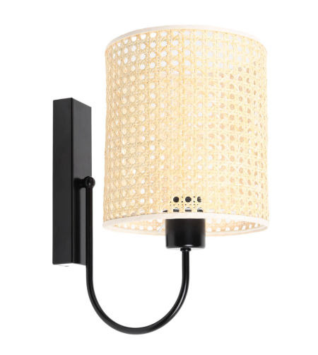 Kremowy kinkiet z abażurem z włókien palmy rotangowej, tuba ROTANG