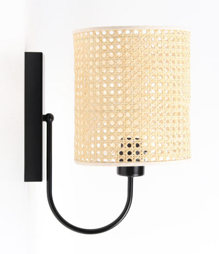 Kremowy kinkiet z abażurem z włókien palmy rotangowej, tuba ROTANG