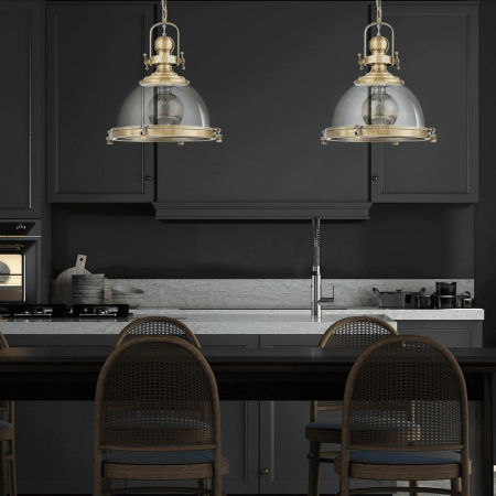 Lampa wisząca industrialna loft FALCO mosiądz przemysłowa szklana