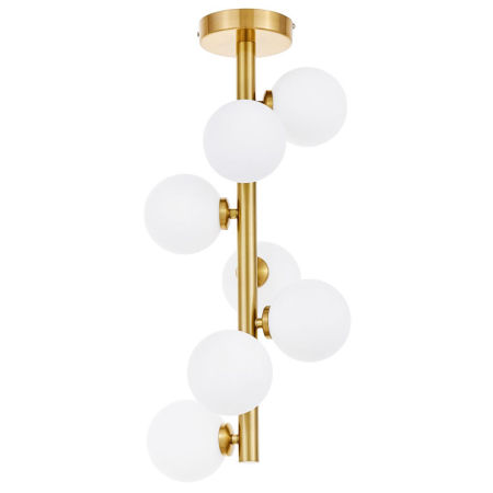 Mosiężna lampa sufitowa z kulistymi, białymi kloszami, nowoczesna PETRICA W7