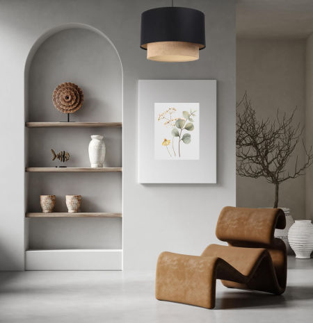 Czarno-beżowa lampa wisząca z abażurami w kształcie walca z tkaniny jutowej oraz satyny BOHO