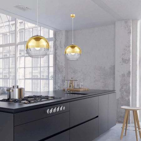 Glamour lampa wisząca VERONI złota przezroczysta szklana kula