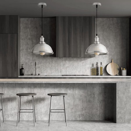 Szklana ozdobna lampa wisząca BRICO industrialna szklana metalowa loft