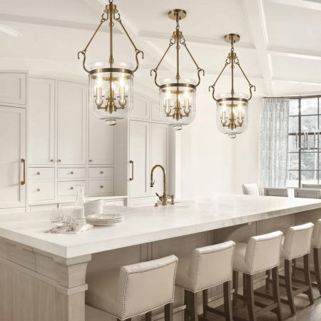 Mosiężna szklana lampa wisząca LEO klasyczna ozdobna