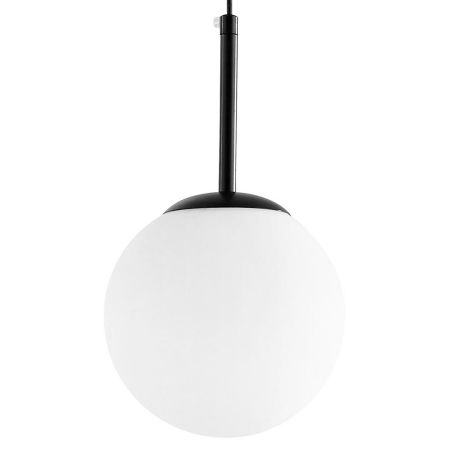 Czarna lampa wisząca z białym kloszem w kształcie kuli, nowoczesna FREDICA W1