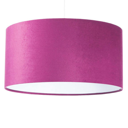 Purpurowo-biała lampa wisząca z welurowym kloszem w kształcie walca FUKSJA
