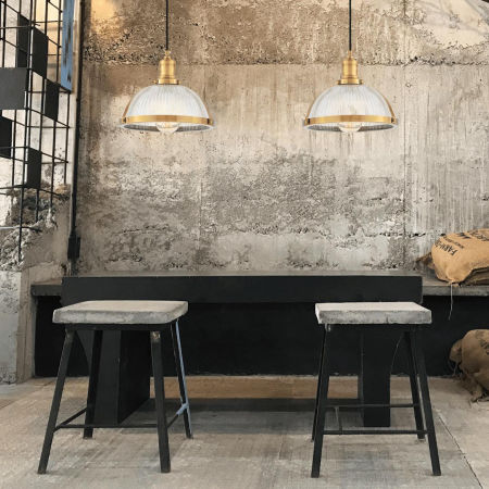 Elegancka szklana lampa wisząca BRICO mosiężna regulowana półokrągła