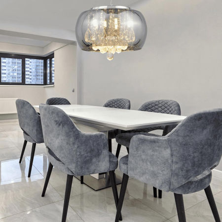 Chromowana nowoczesna lampa wisząca TOSSO półokrągła