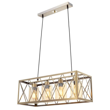 Wisząca lampa z drutu, przemysłowa NORTIS mosiądz, stare złoto, klatka