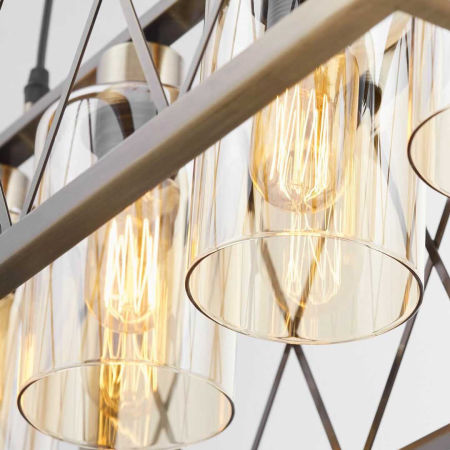 Wisząca lampa z drutu, przemysłowa NORTIS mosiądz, stare złoto, klatka