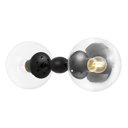 Podwójny, czarny kinkiet przezroczyste klosze, nowoczesny ZODIAK W2