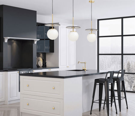 Nowoczesna lampa wisząca w mosiężnej oprawie z białym kloszem, stylowa DALTONA W1