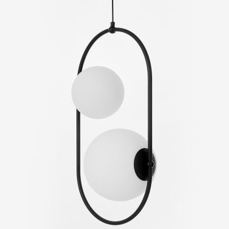Nowoczesna, czarna lampa wisząca z białymi, szklanymi kloszami PANARI
