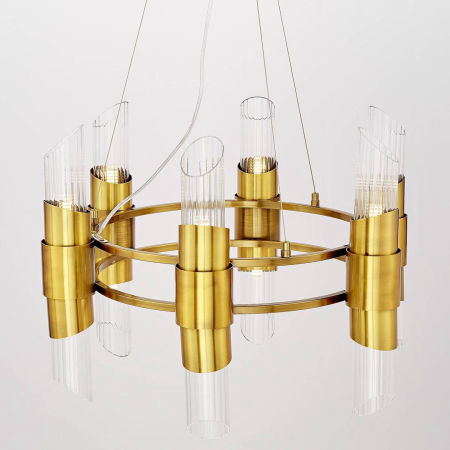 Mosiężna lampa wisząca w stylu glamour ze szklanymi kloszami, żyrandol CHARLSTON W6