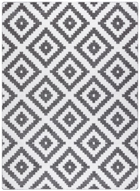 Miękki, kremowy dywan w romby kwadraty szare, nowoczesny geometryczny design