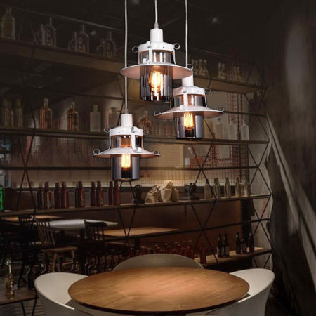 Szklana lampa wisząca CAPRI W1 biała metalowa industrialna regulowana